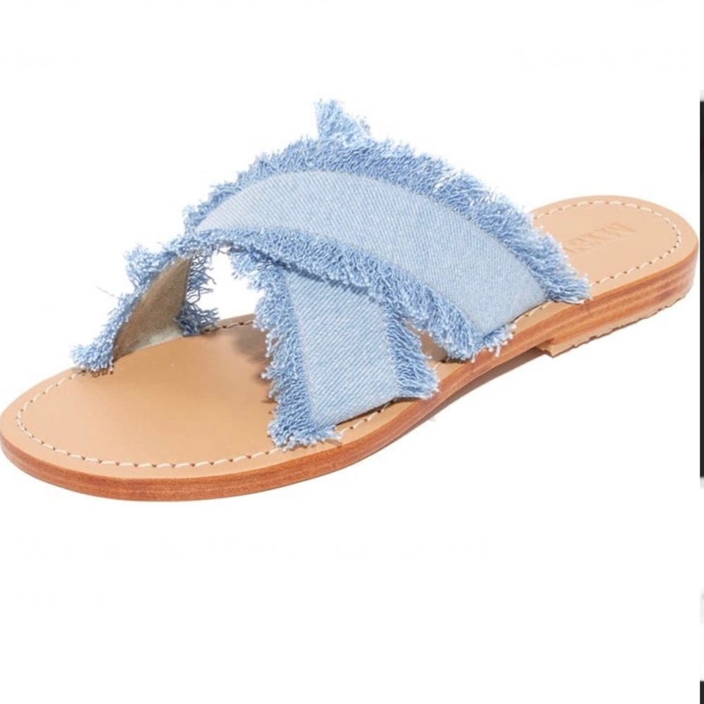 Mystique Crisscross Denim Slides Size 7 - image 2